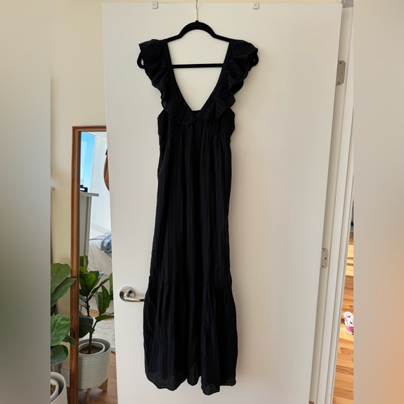 Mango Black Ruffled Maxi Dress - Picture 1 of 8